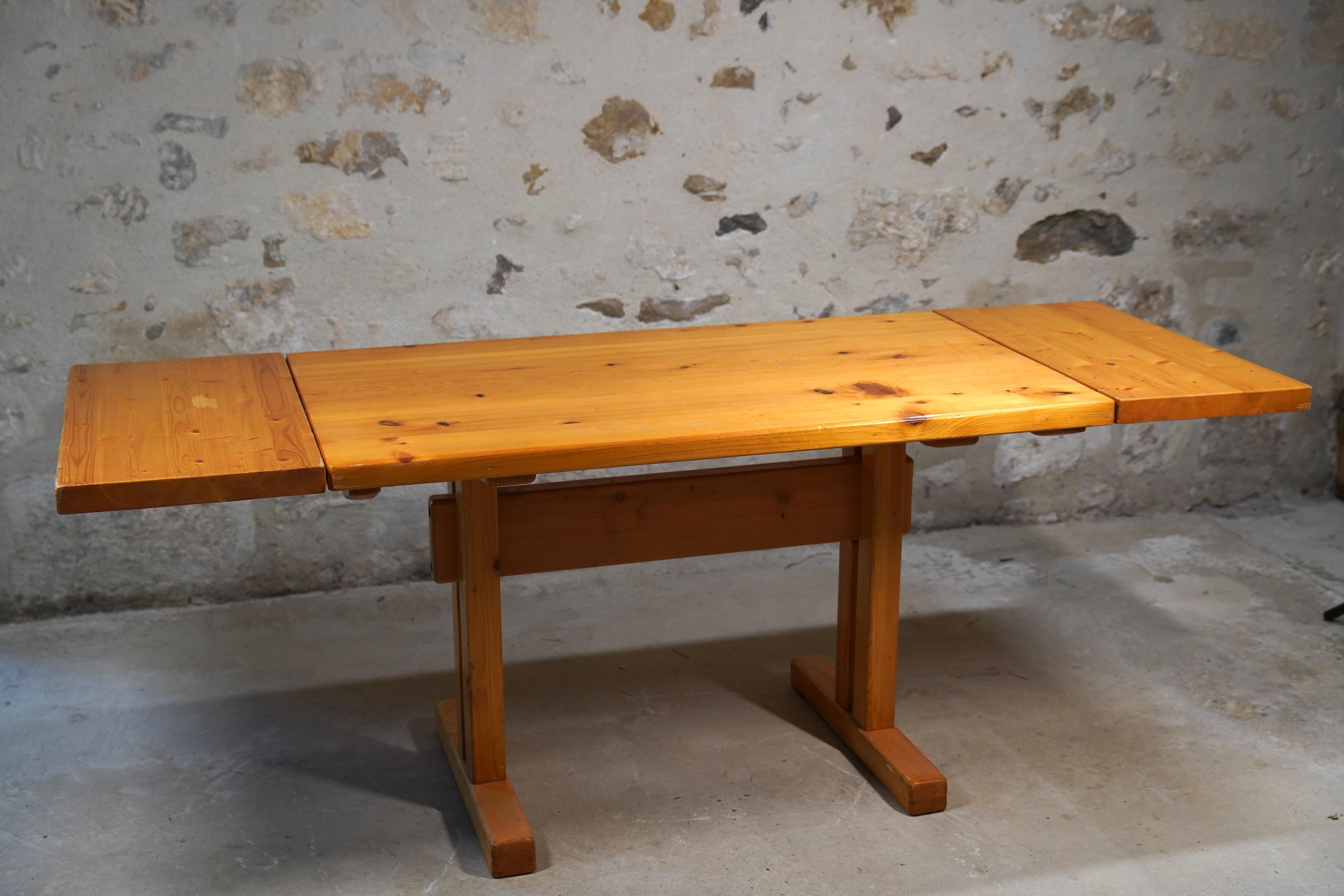 Late 20th Century Rare Charlotte Perriand Drop Leaf Dining Table from Les Arcs, France c. 1970