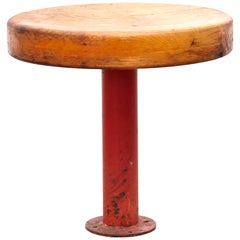 Rare Charlotte Perriand Red Lacquered Metal and Wood Stool for Les Arcs Vintage Rare Charlotte Perriand Red Lacquered Metal and Wood Stool for Les Arcs