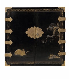 Rare Charming 17th Century Japanese Lacquer Cabinet with Gilt-Bronze Mounts