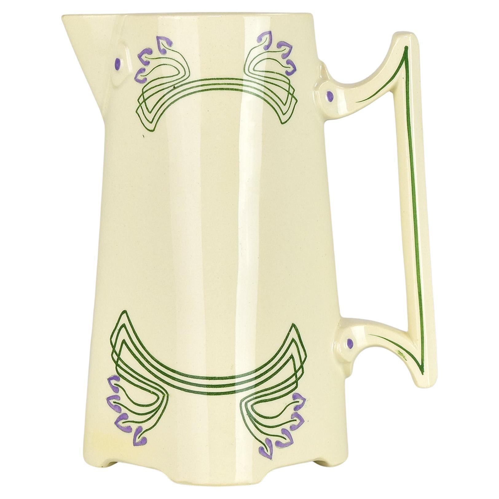 Seltene charmante antike Jugendstil-Schokoladen-/Wasserkanne von Sarreguemines