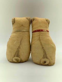 Rare Charming Pair of Early 20th Century Printed Cotton Pug Pillows