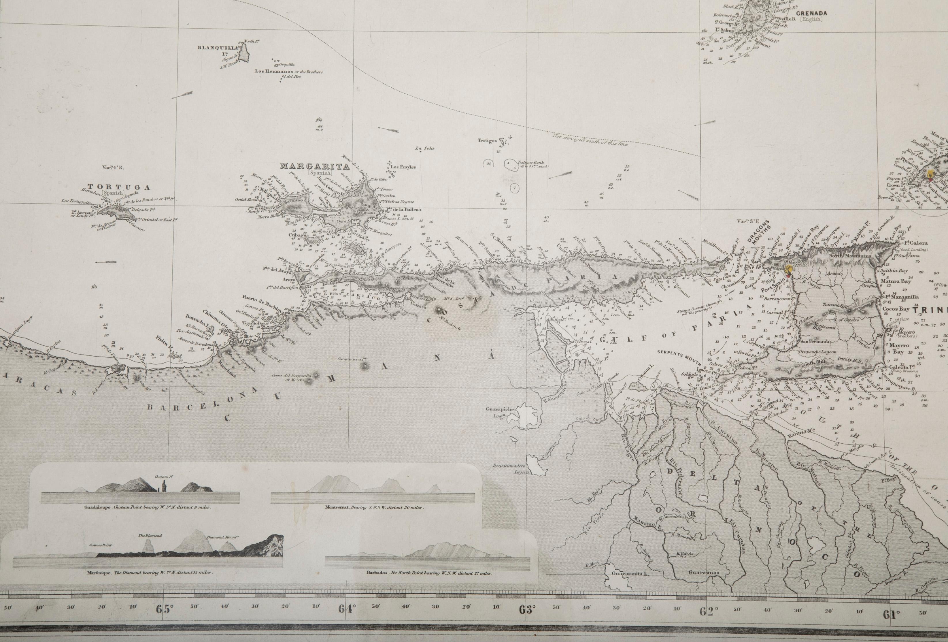 Rare Chart of the Caribbean Islands Published by James Imray & Son, London, 1866 1