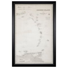 Antique Rare Chart of the Caribbean Islands Published by James Imray & Son, London, 1866
