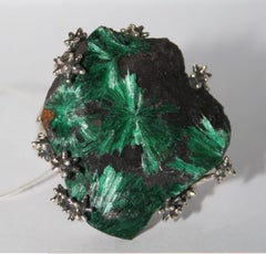 RARE Chatoyant malachite silver ring 9 size