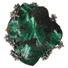 RARE Chatoyant malachite silver ring 9 size