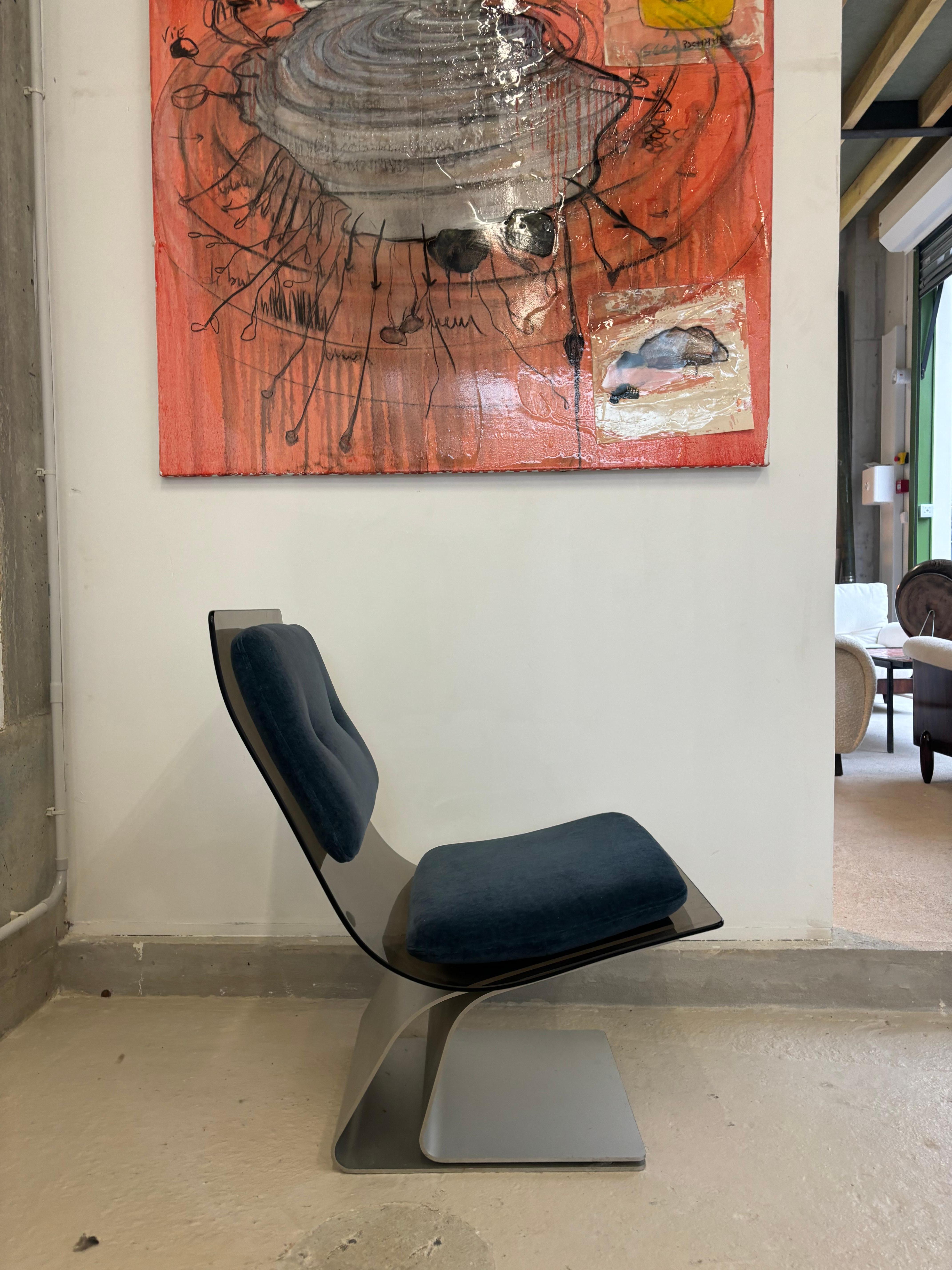 Acier inoxydable Rare chauffeuse de la maison Jansen en vente
