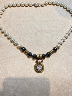 Collana Chaumet Paris in oro 18 carati con perle e perline di ematite, CIRCA 1980