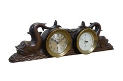 Rare Chelsea Carved Dolphin Nautical Maritime Ship Mantel Clock & Barometer 25"