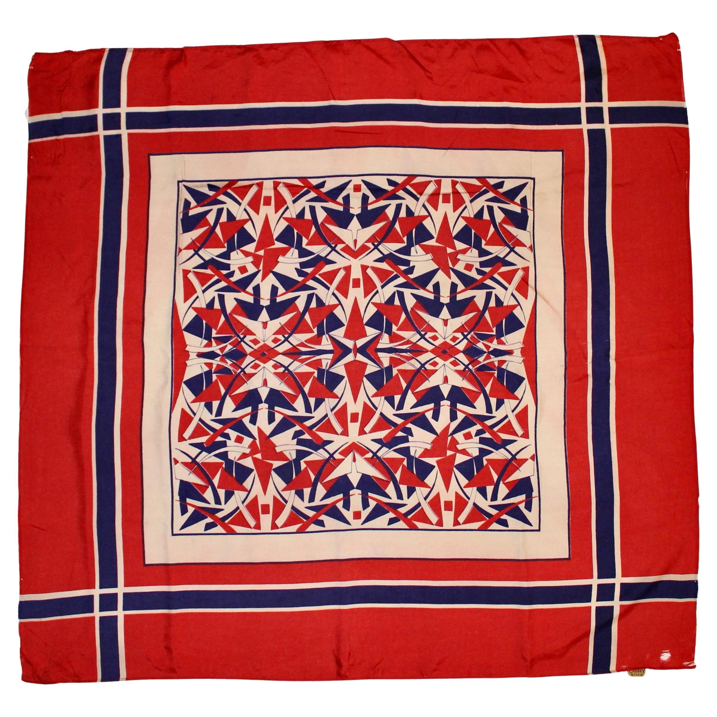 Rare écharpe Cheney Silks Art Deco en vente