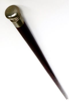Rare Cherry Wood Cane With Concealed Glass "Flask" Inserted In Shaft. Circa 1875