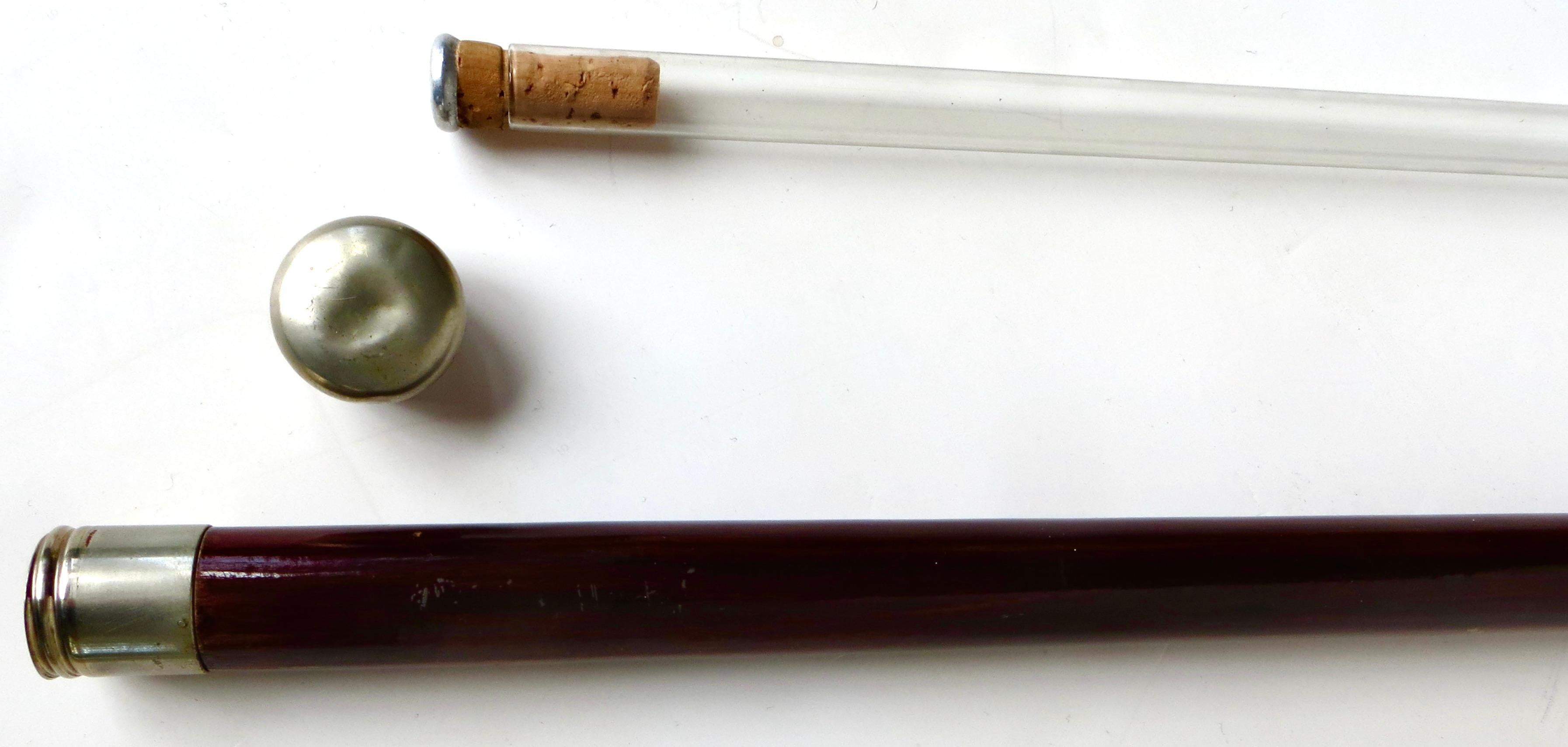 Unknown Rare Cherry Wood Cane With Concealed Glass 
