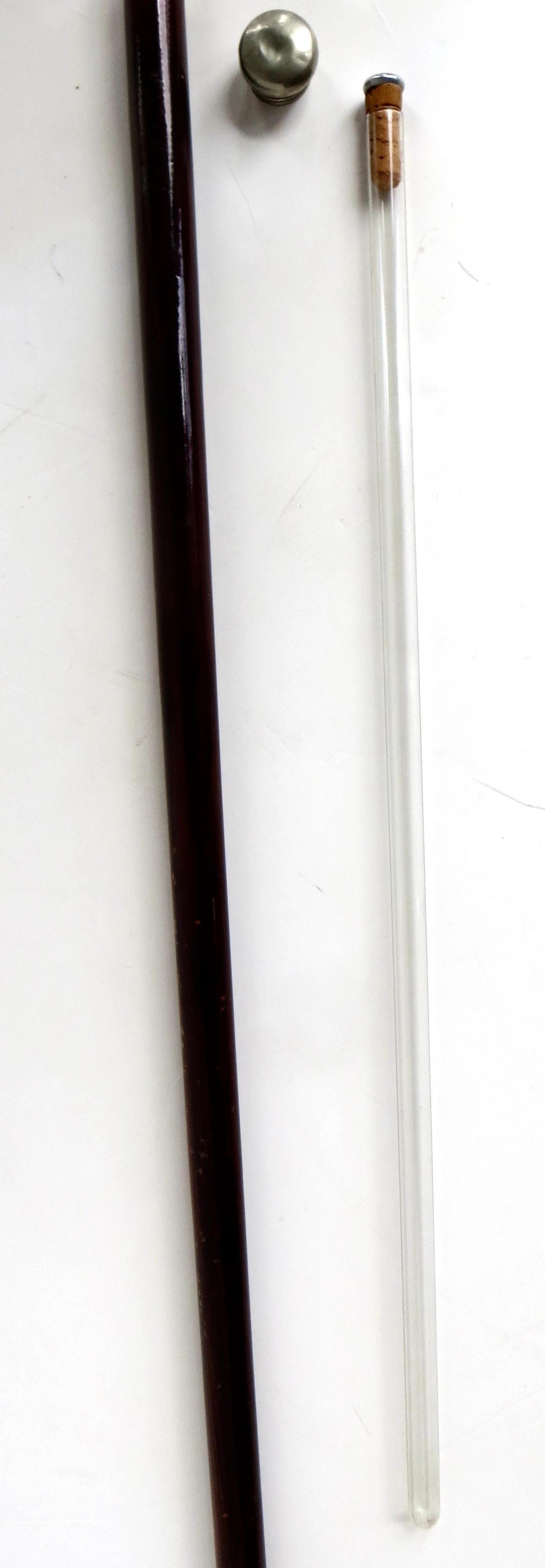 Hand-Carved Rare Cherry Wood Cane With Concealed Glass 
