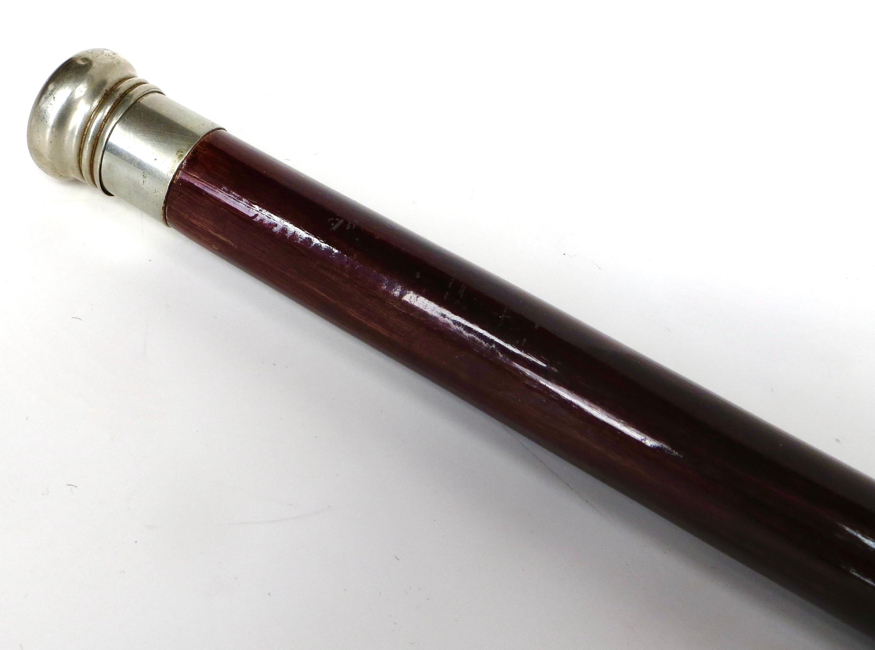 Rare Cherry Wood Cane With Concealed Glass 