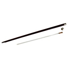 Rare Cherry Wood Cane With Concealed Glass "Flask" Inserted In Shaft. Circa 1875