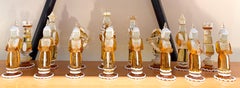 Rare Chess Set Composed of 32 Solid Amber Glass Pieces, Barbini, Pauly & C