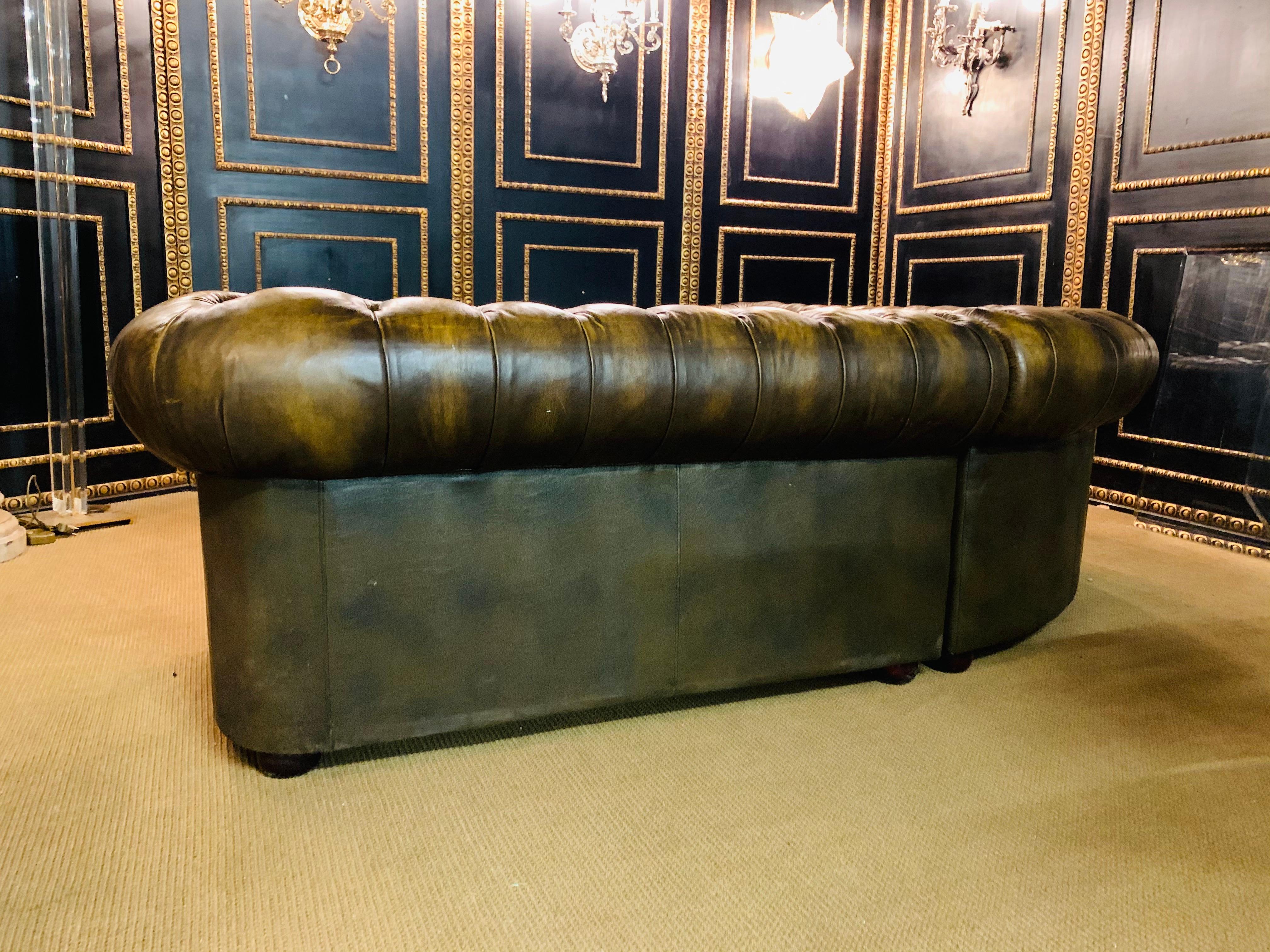 Rare Chesterfield Corner Couch Made of Real Thick Leather 3