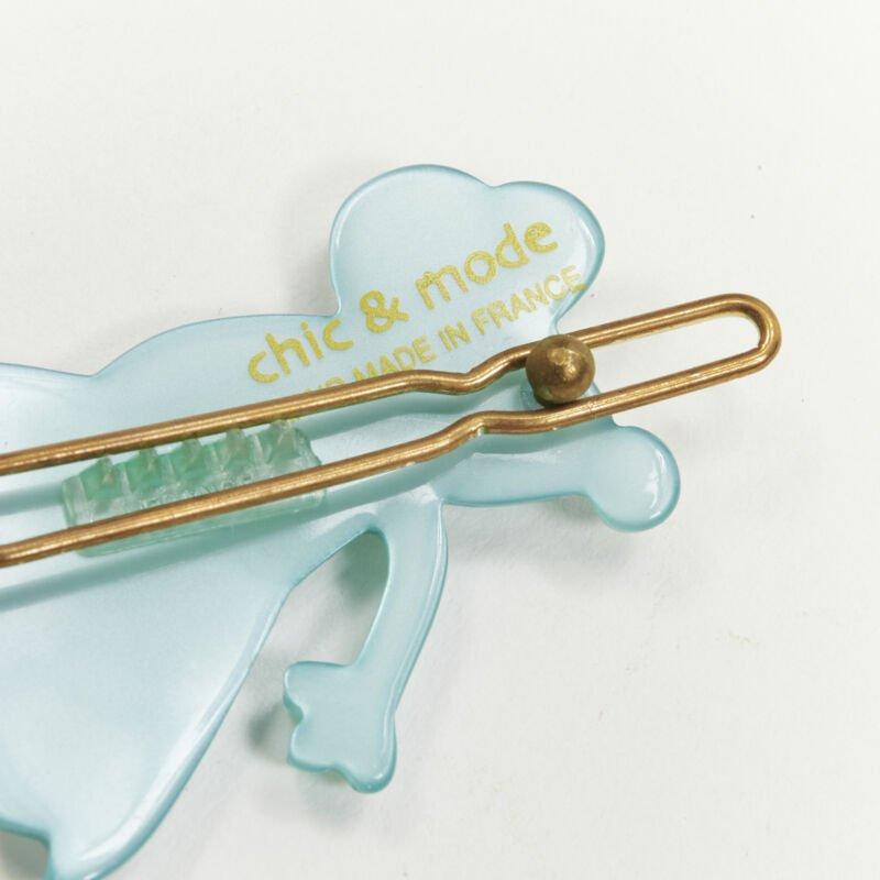 Women's rare CHIC & MODE Alexandre Zouari crystal Fairy Mouse hair barrette clip X4 For Sale