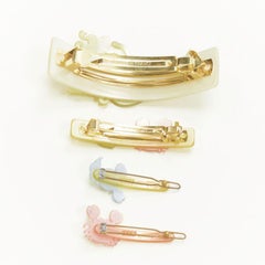 rare CHIC & MODE Alexandre Zouari pastel yellow Mermaid crab hair clips X4