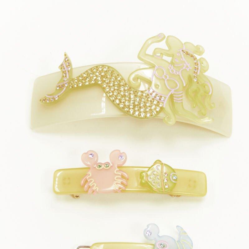 Beige rare CHIC & MODE Alexandre Zouari pinces à cheveux crabe sirène jaune pastel X4 en vente