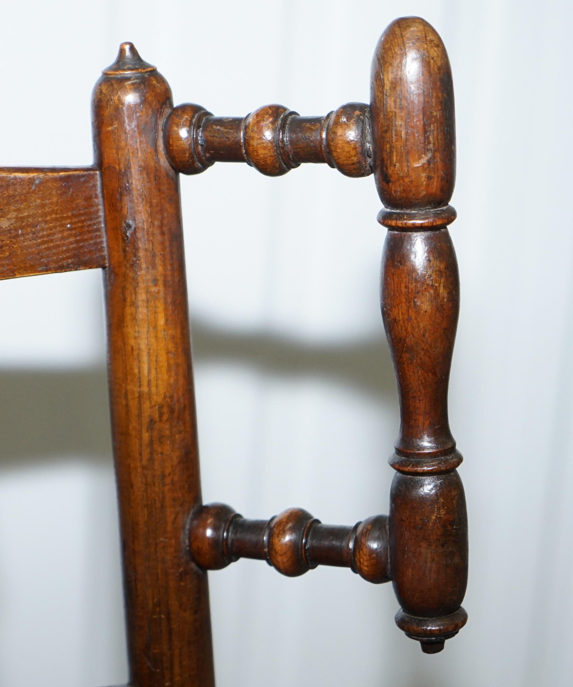 19th Century Rare Children's Small Antique Rope Seat Georgian Rocking Chair Solid Elm Display