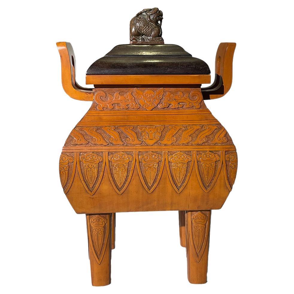 Rare Chinese Antique Bamboo Incense Burner, Qing period For Sale