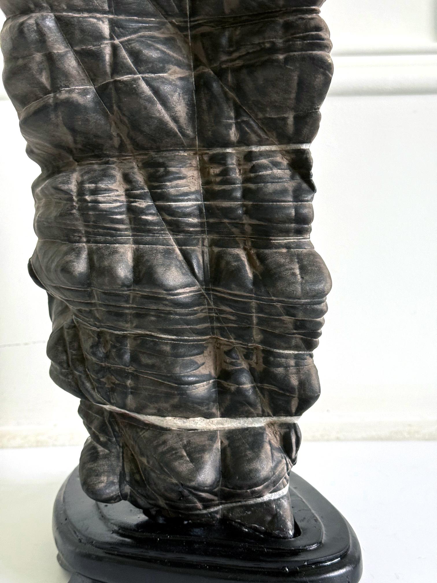 Rare Chinese Antique Black and White Lingbi Scholar Stone on Display Stand For Sale 9