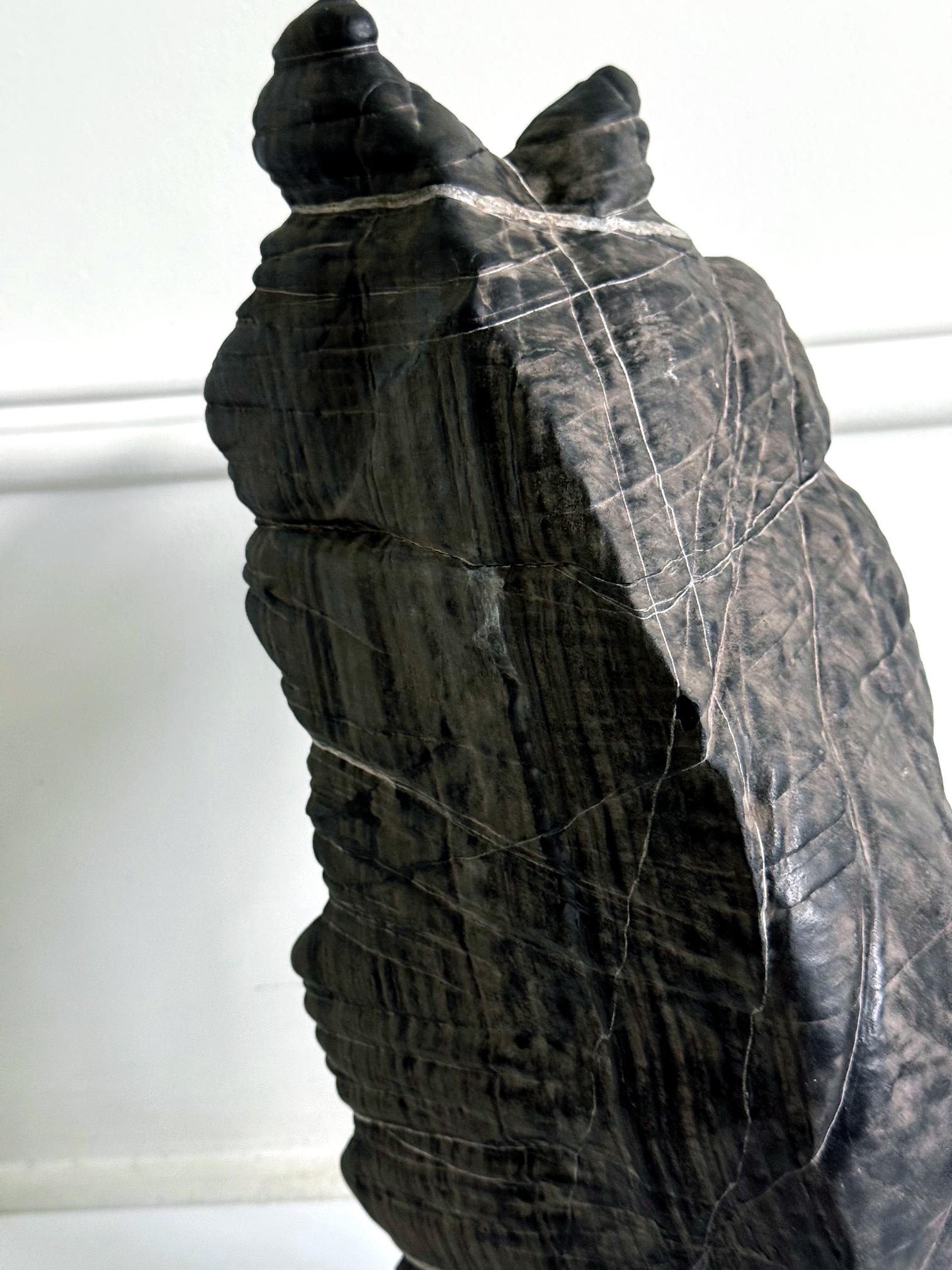 Rare Chinese Antique Black and White Lingbi Scholar Stone on Display Stand For Sale 10