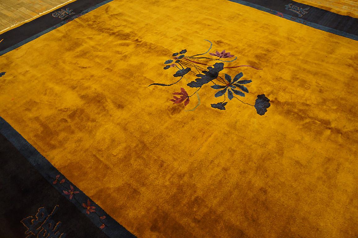 Wool Rare Chinese Art Deco Rug  9' 0'' x11' 4''  For Sale