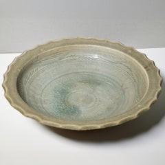 Rare Chinese Celadon Glaze Dish 14th Century Museum Quality Large Decorated