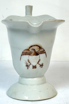 Rare Chinese Export Helmet Pitcher American Eagle Armorial, For American Market