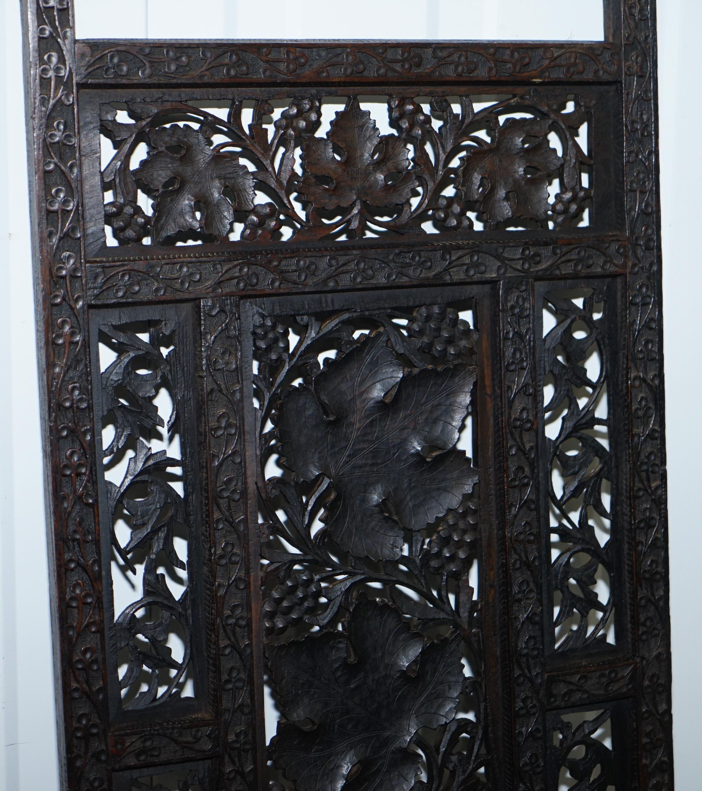 Rare Chinese Fretwork Carved Wall Panels Depicting Leaves Solid Teak Art Wood 3