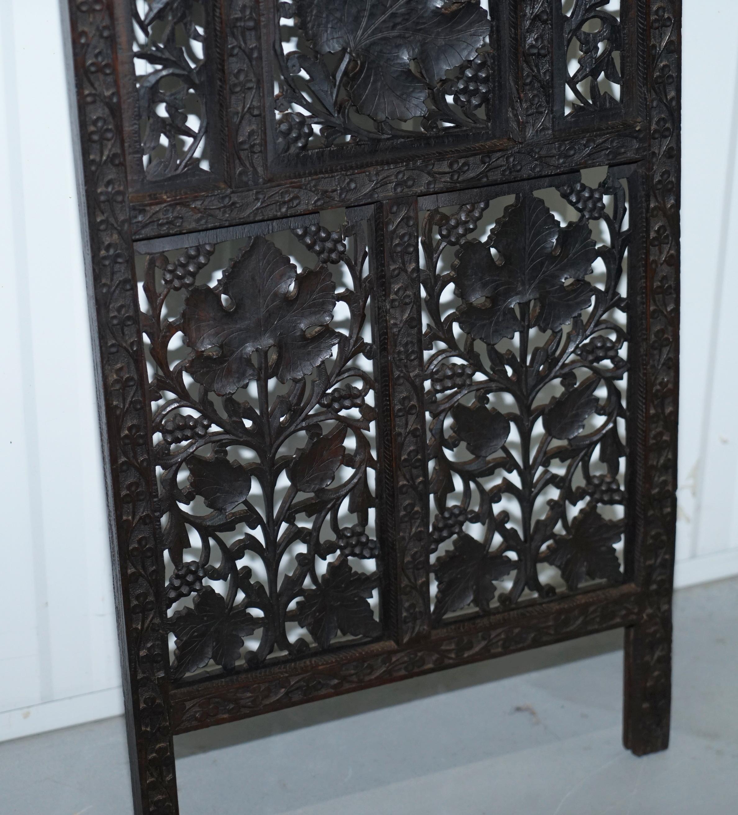 Rare Chinese Fretwork Carved Wall Panels Depicting Leaves Solid Teak Art Wood 5