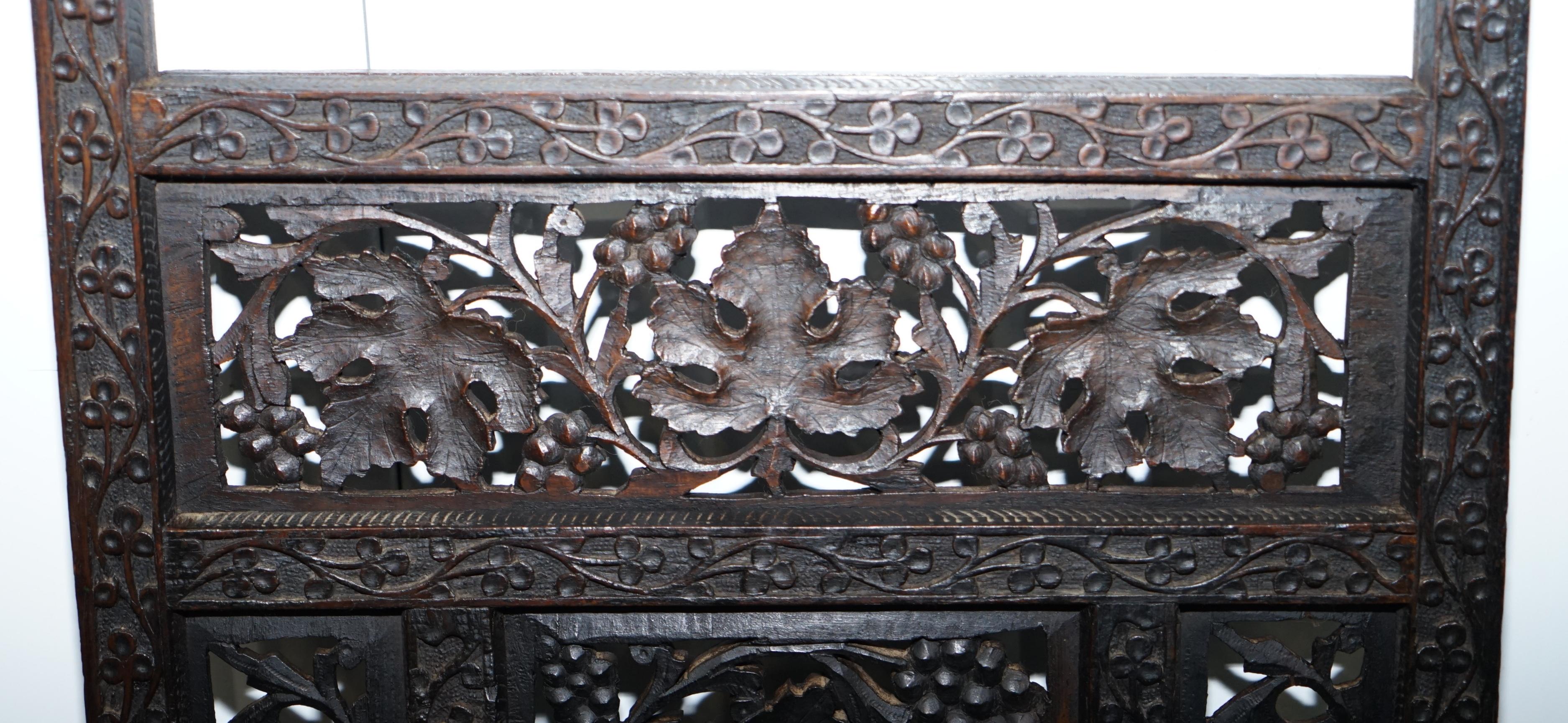 Rare Chinese Fretwork Carved Wall Panels Depicting Leaves Solid Teak Art Wood 6