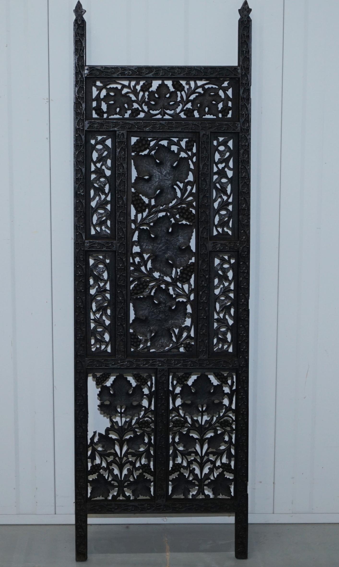 Rare Chinese Fretwork Carved Wall Panels Depicting Leaves Solid Teak Art Wood 9