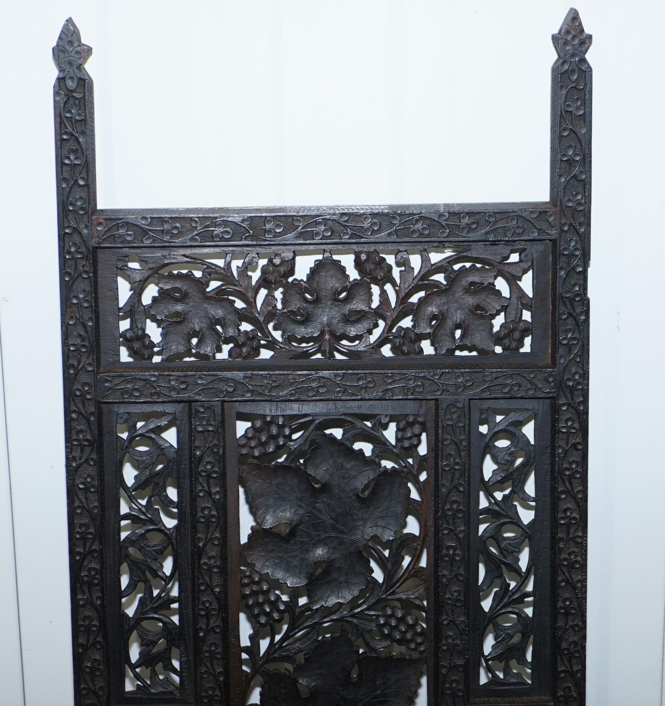 Rare Chinese Fretwork Carved Wall Panels Depicting Leaves Solid Teak Art Wood 10