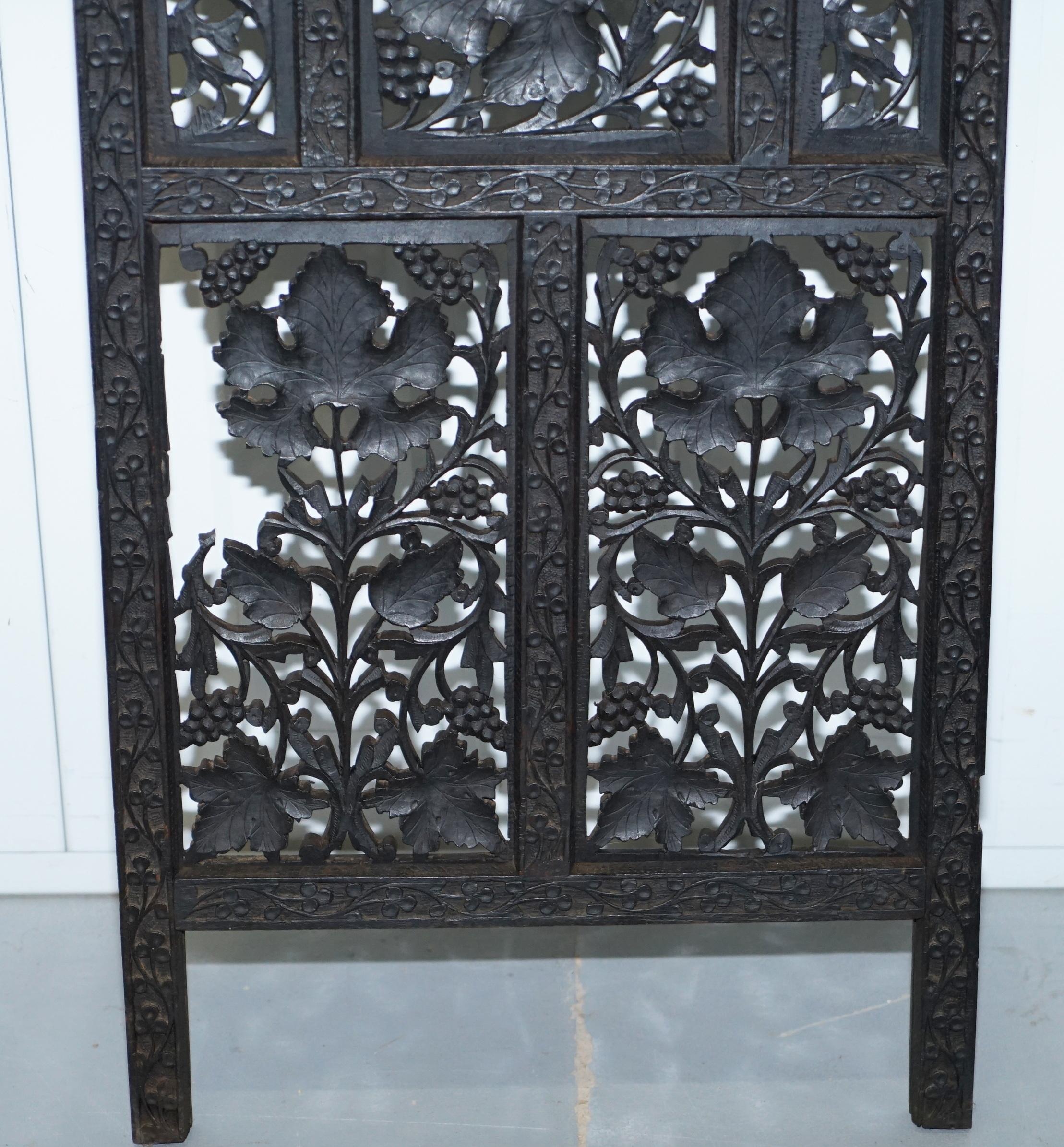 Rare Chinese Fretwork Carved Wall Panels Depicting Leaves Solid Teak Art Wood 12