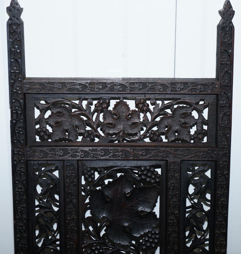 Rare Chinese Fretwork Carved Wall Panels Depicting Leaves Solid Teak