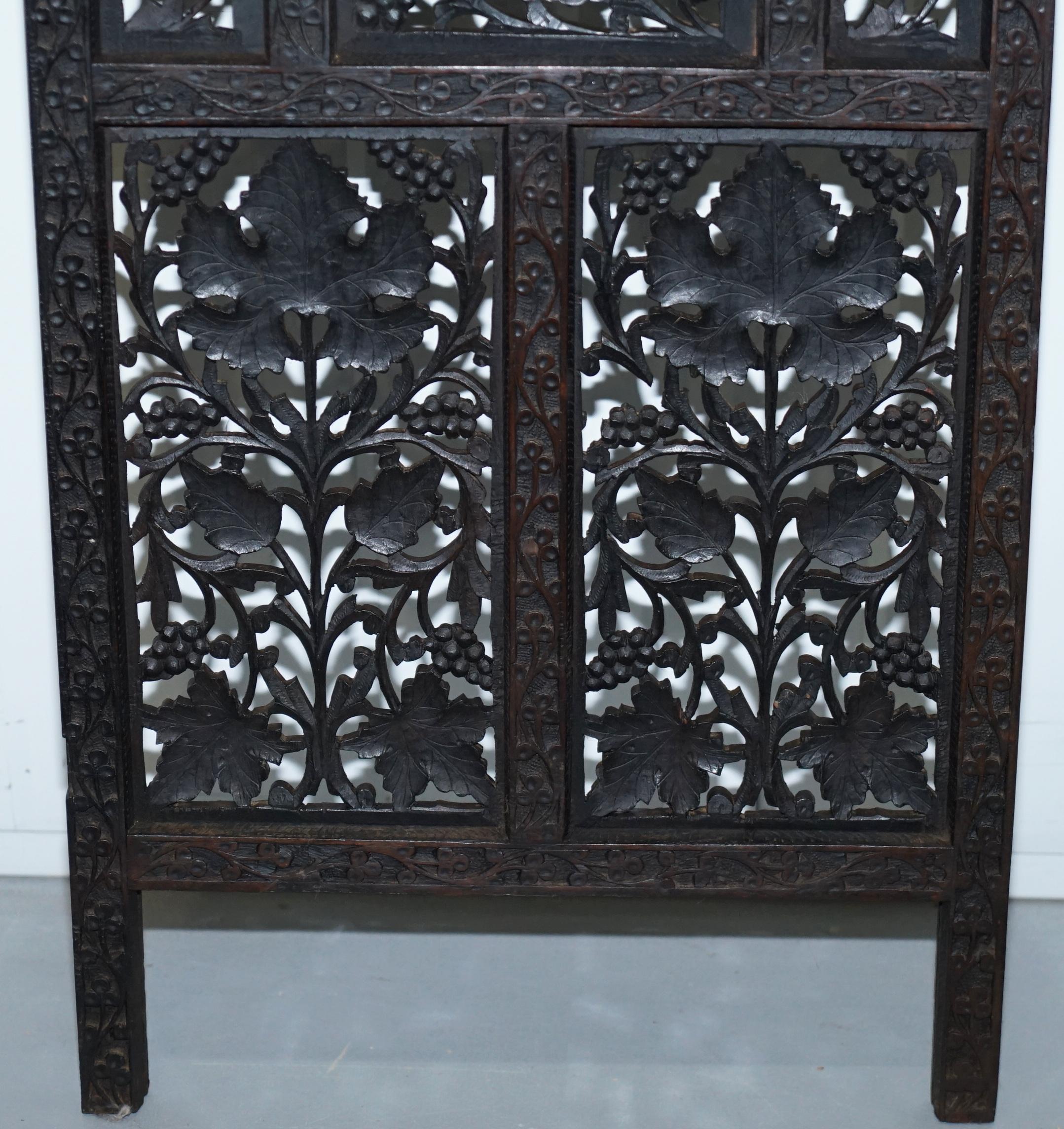 Chinese Export Rare Chinese Fretwork Carved Wall Panels Depicting Leaves Solid Teak Art Wood