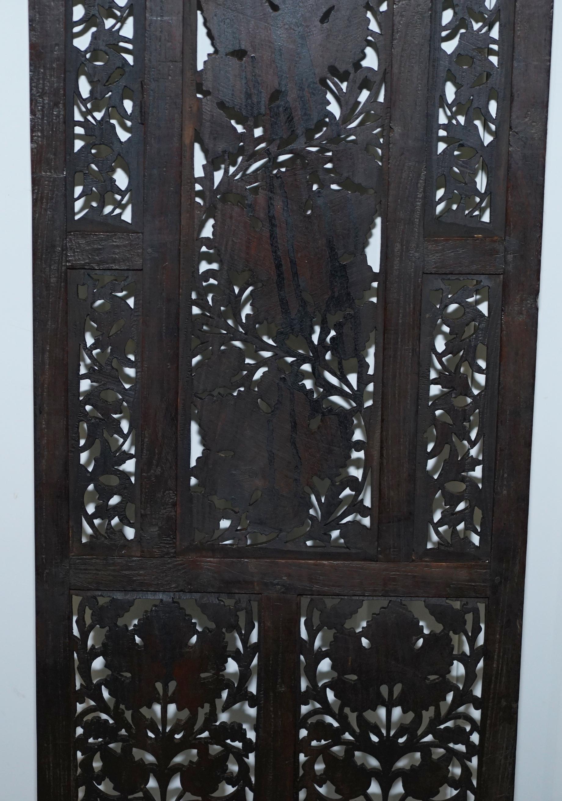 19th Century Rare Chinese Fretwork Carved Wall Panels Depicting Leaves Solid Teak Art Wood