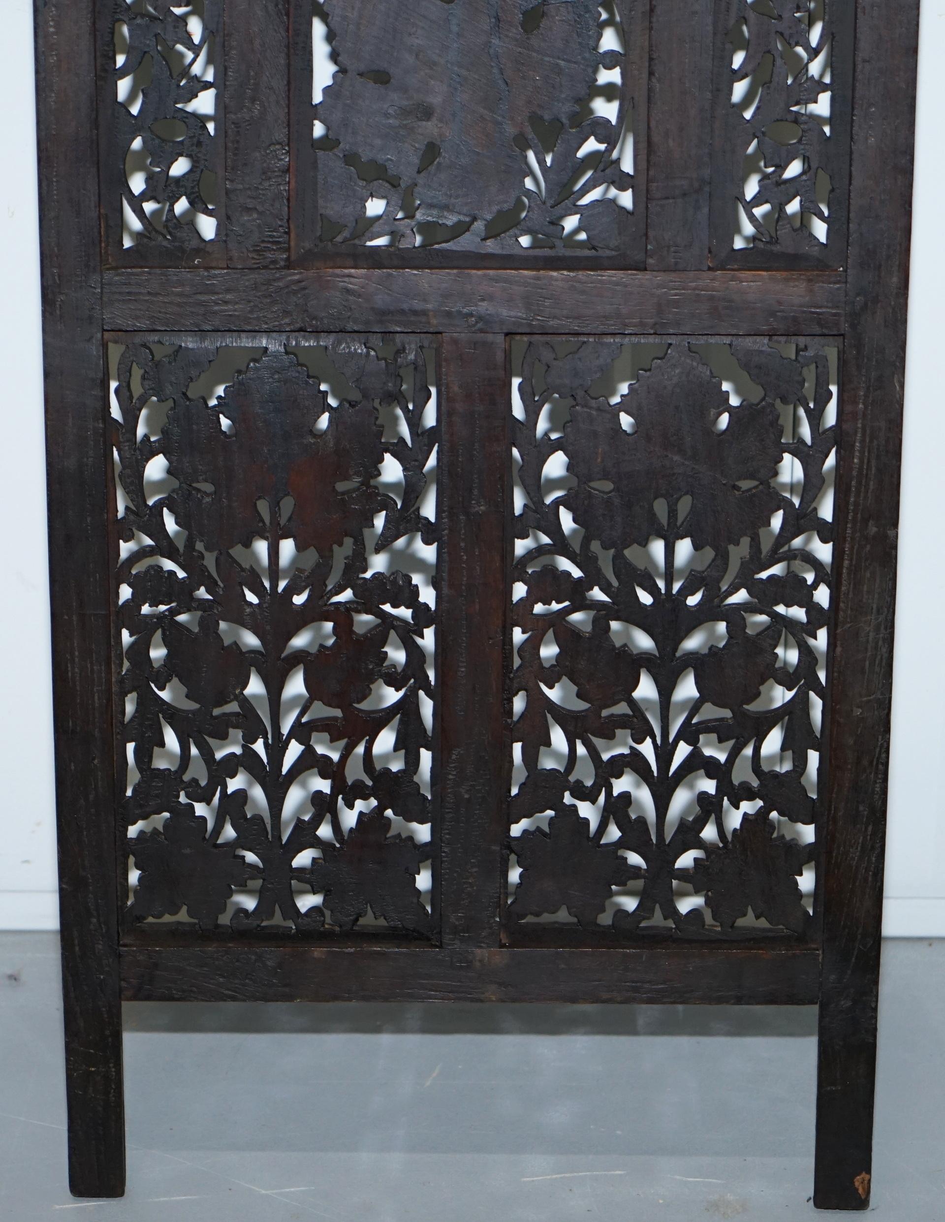 Rare Chinese Fretwork Carved Wall Panels Depicting Leaves Solid Teak Art Wood 1