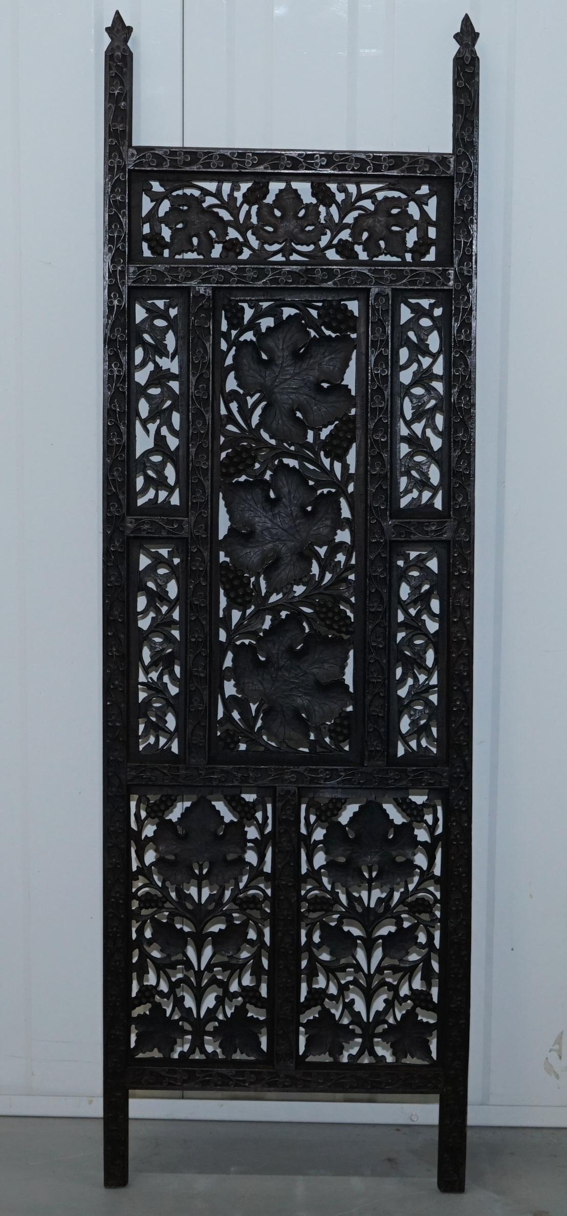 Rare Chinese Fretwork Carved Wall Panels Depicting Leaves Solid Teak Art Wood 2