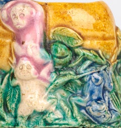 Rare Chinese Kangxi Ceramic Brush Washer Melon with Monkeys