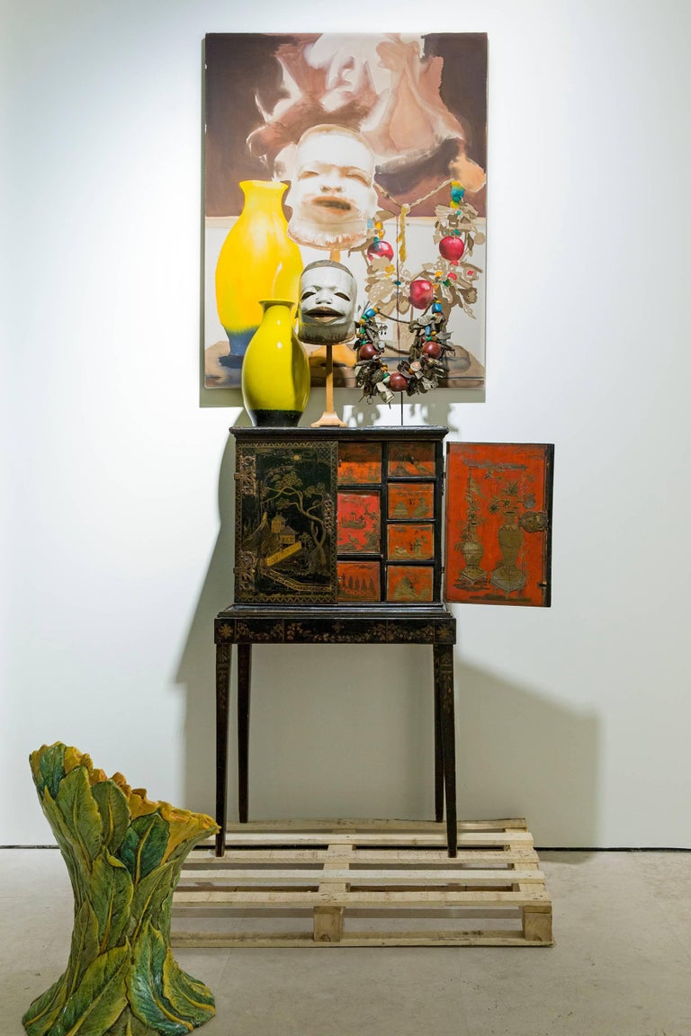 Rare Chinese Lacquer Cabinet on Stand For Sale at 1stdibs