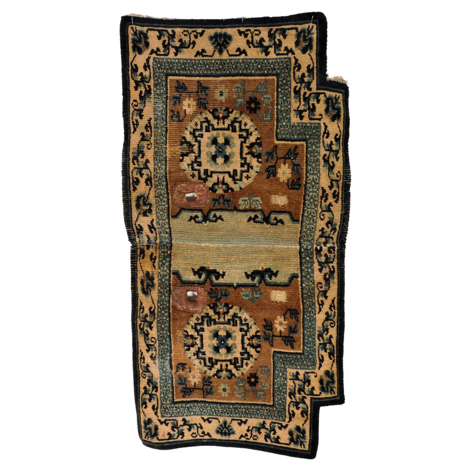 Rare Chinese Ningxia Saddle Cover Rug, produced for Tibetan around  1850/70