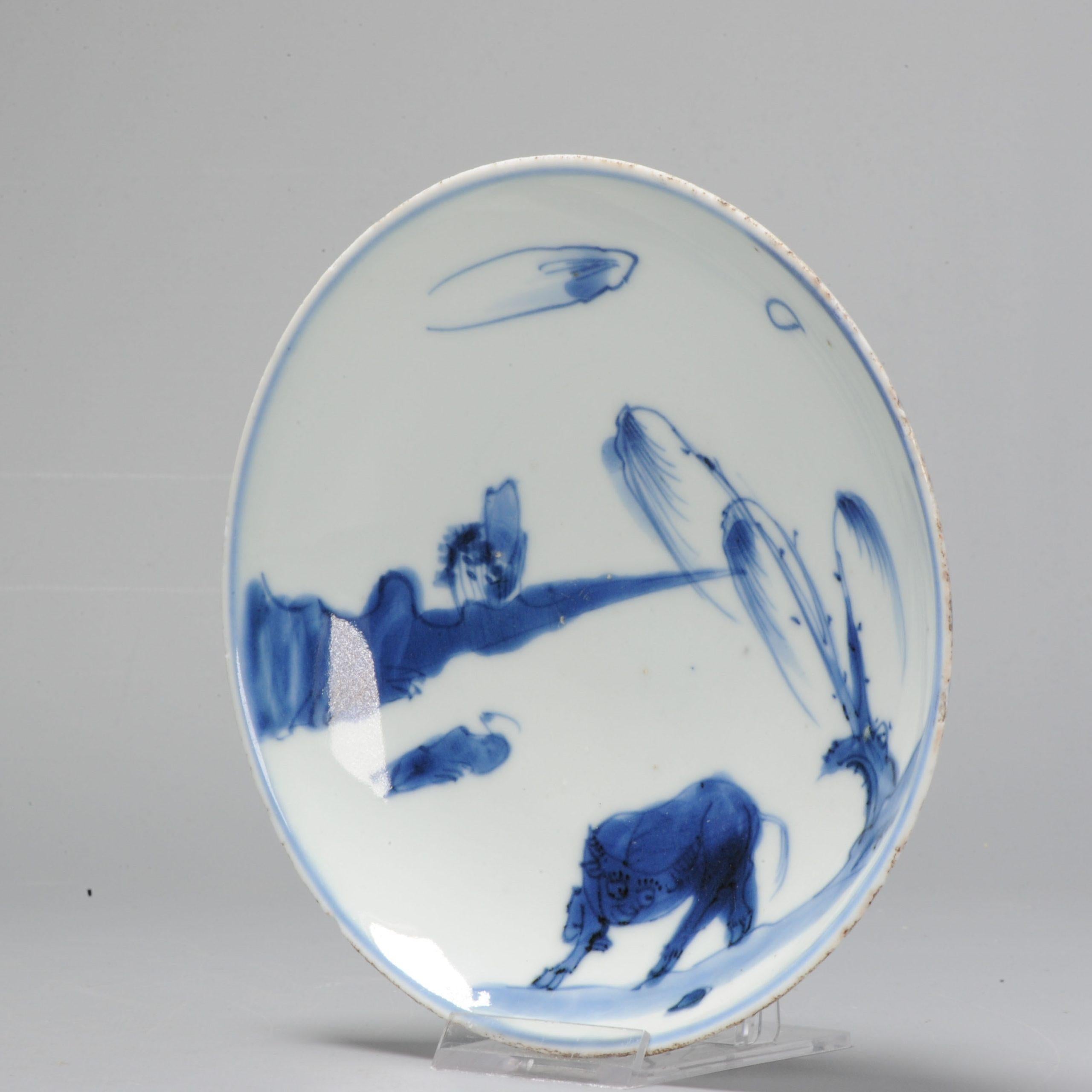 18th Century and Earlier Rare Chinese Porcelain Ming Period Kosometsuke Dish OX, ca 1600-1660 For Sale