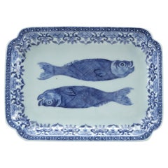 Rare Chinese Qianlong Blue-and-White Porcelain Herring-Dish