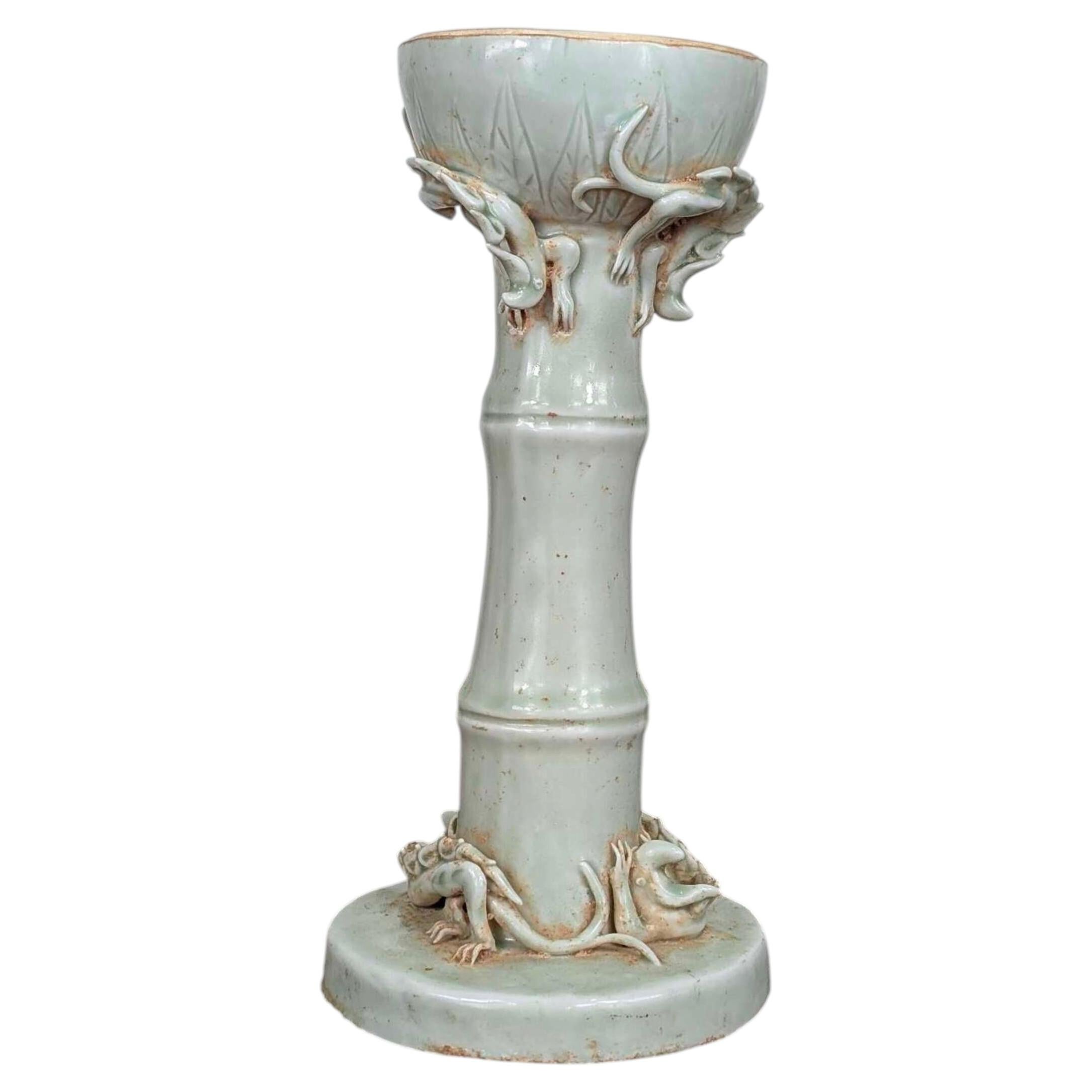 Rare Chinese Qingbai Celadon Altar Vase, Late Ming Dynasty ca. 1600-1630 For Sale