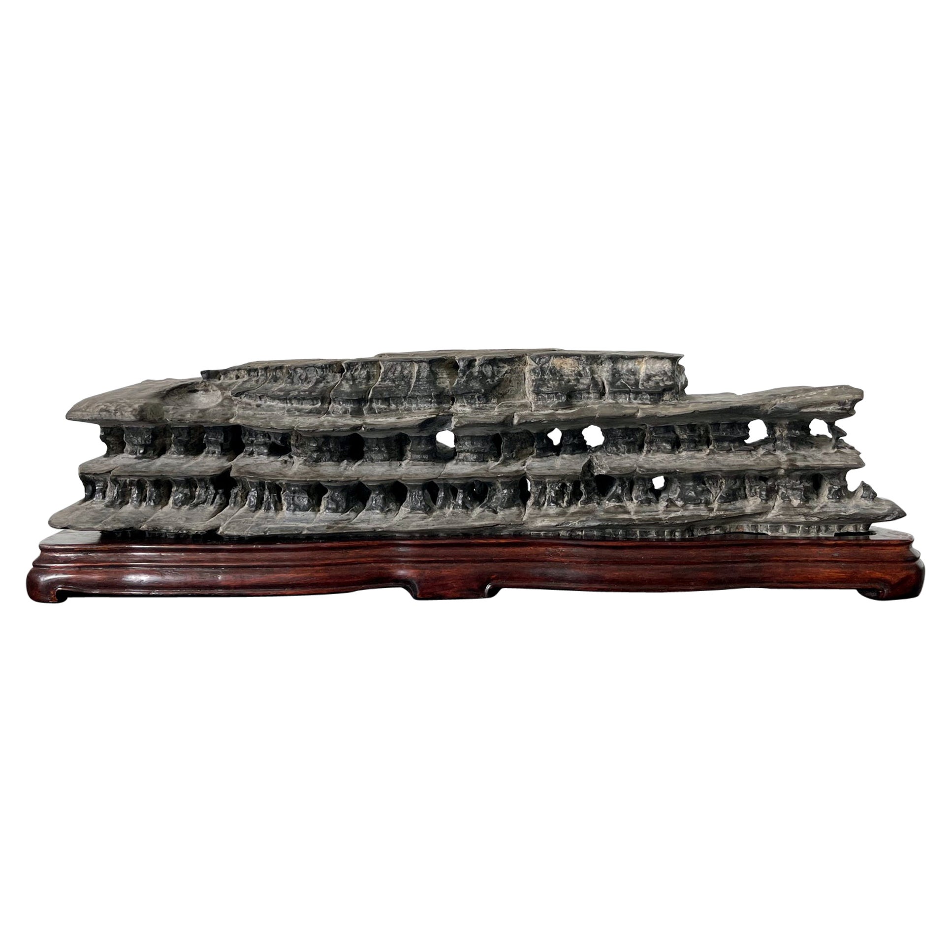 Seltener chinesischer Scholar Rock Wuling Stone auf Stand