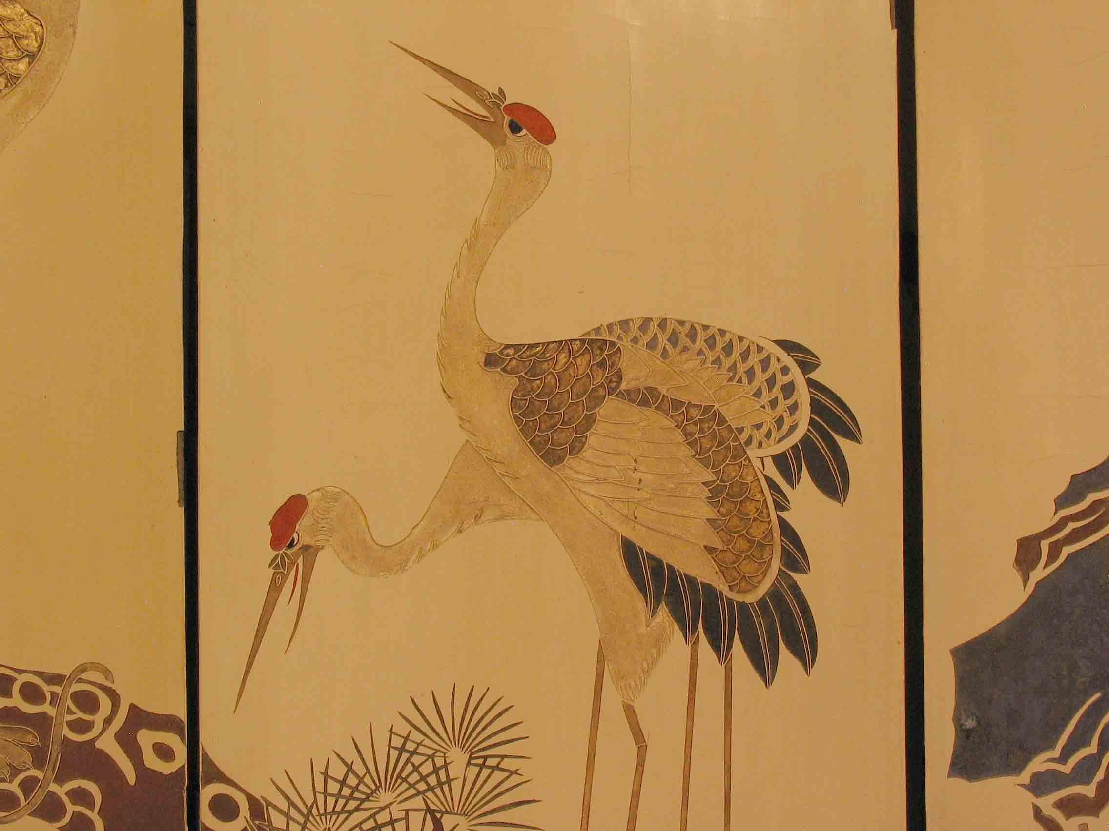 Rare Chinese White and Polychromed Lacquer Four-Fold Screen, Early 20th Century 8