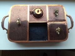 Rare Chinese opium smoking tray in Cloisonné Bronze with Black Enamel